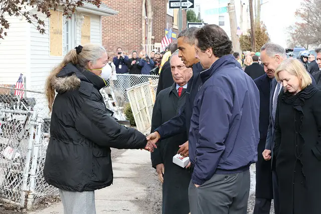 Obama surveyed Sandy damage in New York last month, courtesy nycmayorsoffice's flickr